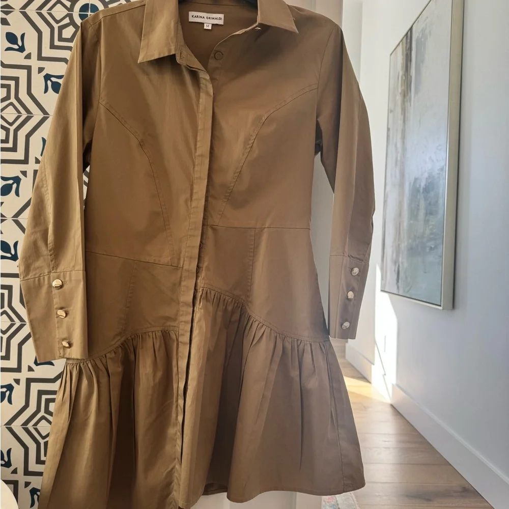 Karina Grimaldi Tan Long Sleeve Dress - Picture 6 of 8
